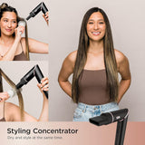FlexStyle Hair Styling System – Portable Hair Dryer, Curler, Volumizer & Blow Dryer Brush with 6 Styling Tools – Black / HD440BK